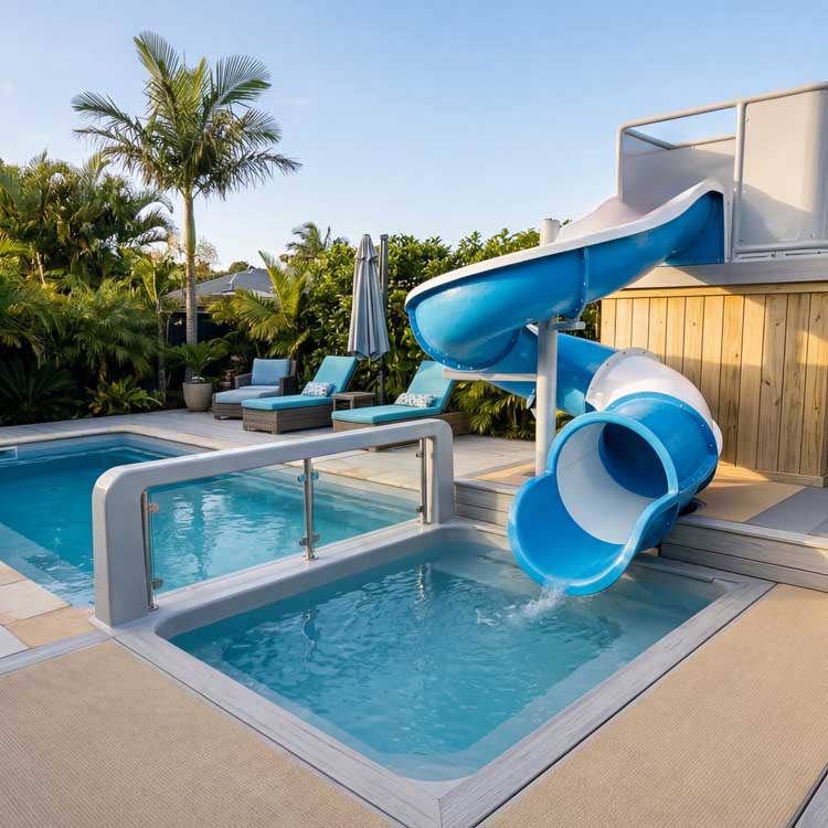 Piscinas y toboganes acuáticos de fibra de vidrio